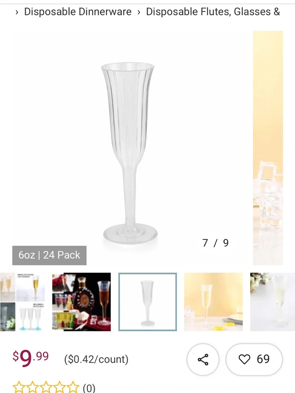 84 Plastic Champagne Flutes, 6 ounce, Shatterproof for Weddings & Events